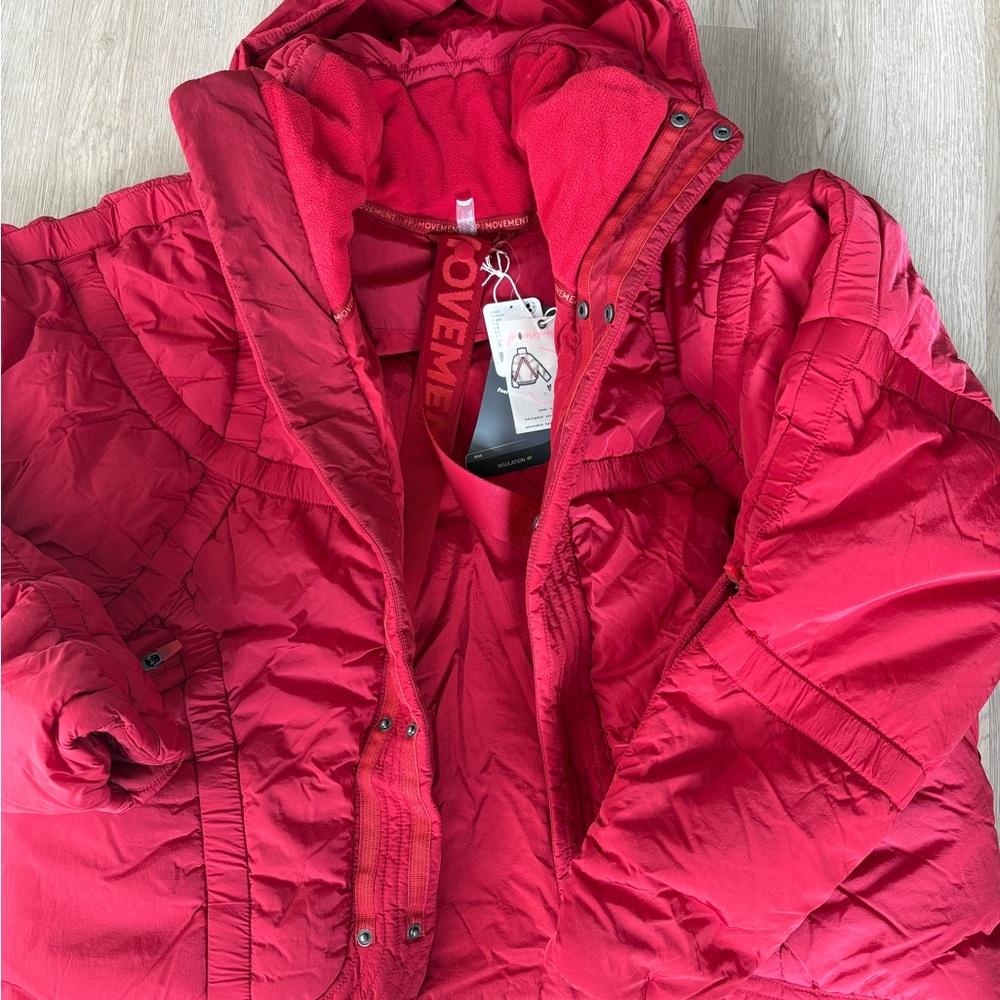 FP Movement by Free People Shirr Enough backpack puffer in cranberry - Picture 4 of 7